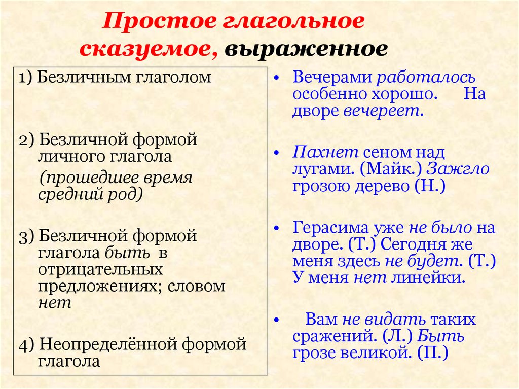 Вечерело тип односоставного