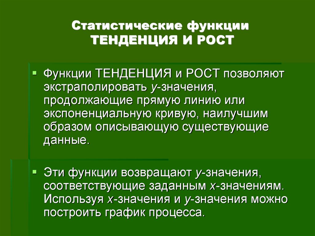 Основной принцип подбора функций тренда