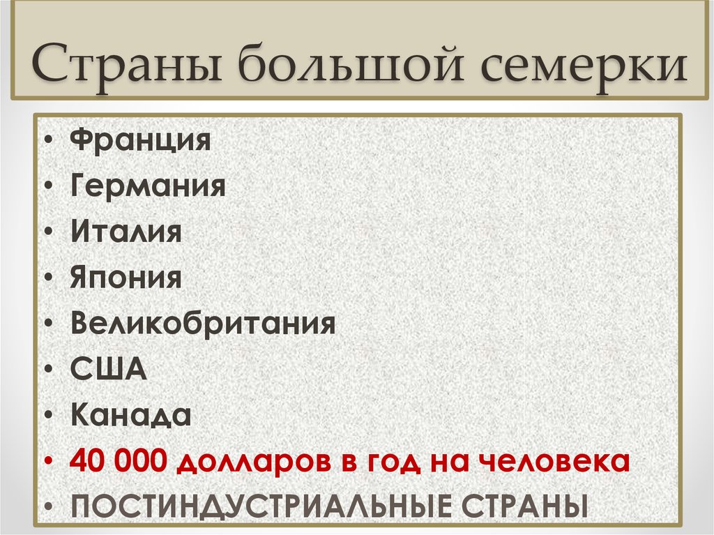 В состав стран большой семерки входят