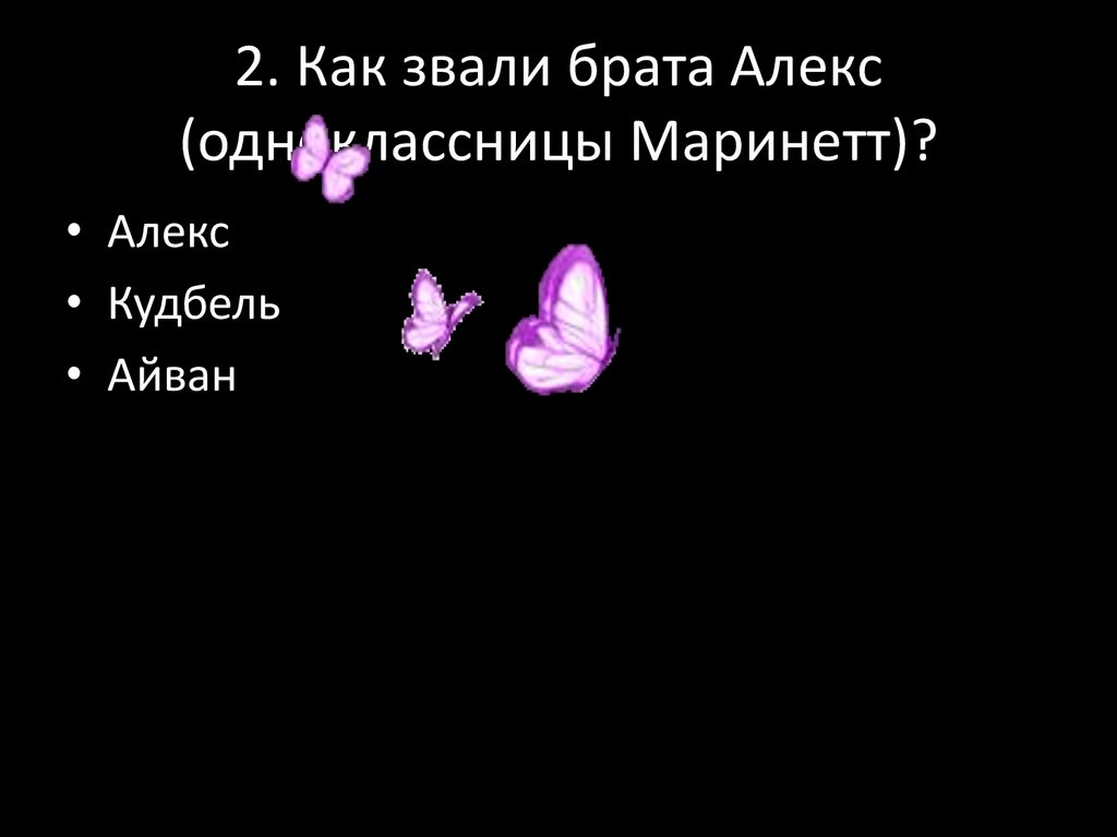 2. Как звали брата Алекс (одноклассницы Маринетт)?