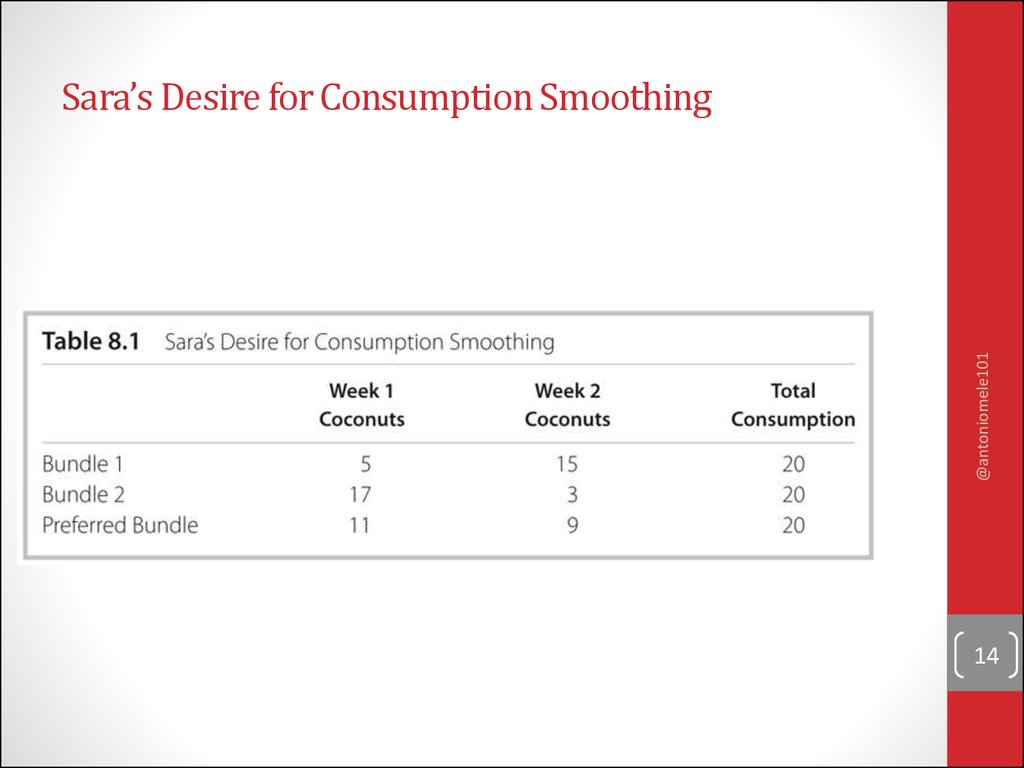Sara’s Desire for Consumption Smoothing