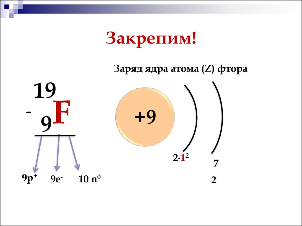 Составьте электронную формулу фтора. Формула состава атома фтора. Как найти заряд ядра в физике. Как определить заряд ядра атома 8 класс. Как вычислить заряд ядра.