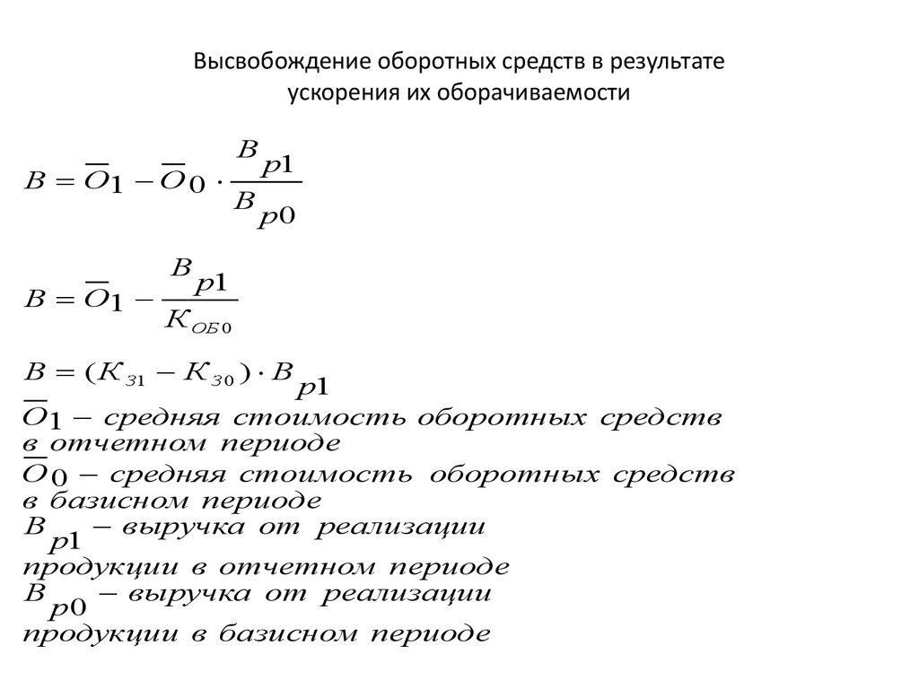 Сумма высвобожденных оборотных средств