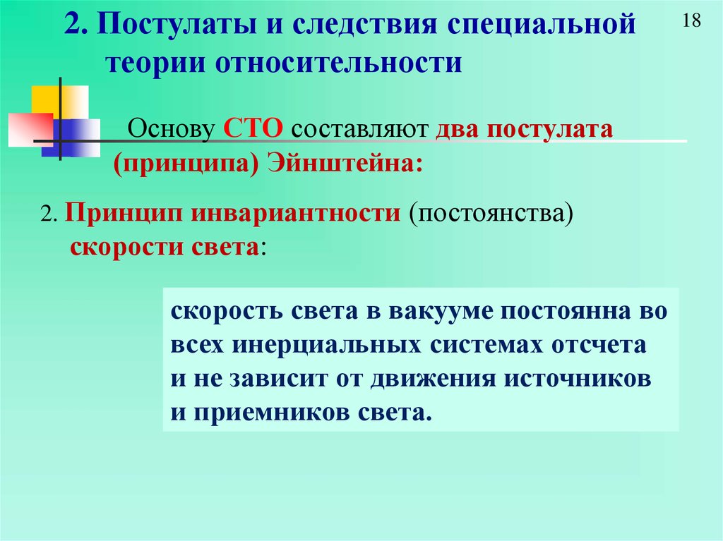 Инвариантность модуля скорости света в вакууме постулаты эйнштейна презентация