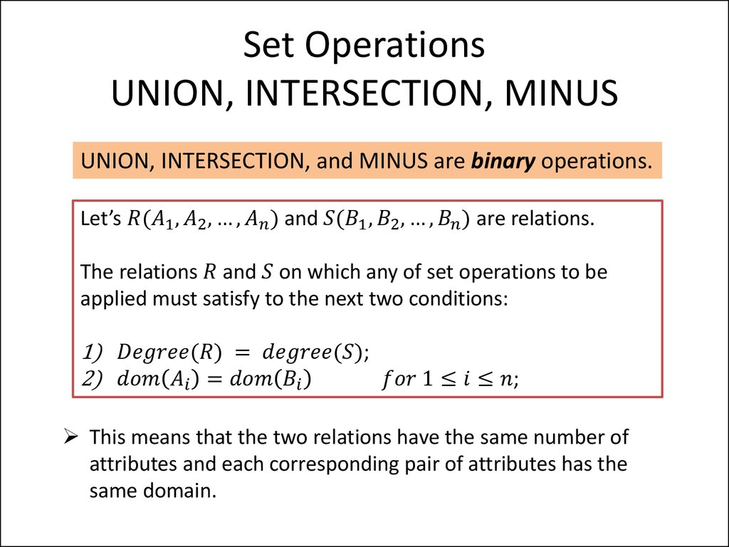 Set union. Set Operations. Union intersection. Операция Union. Union Minus intersect.