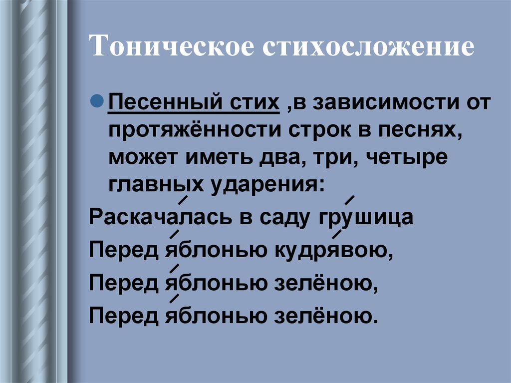 Стихосложение виды и размеры презентация