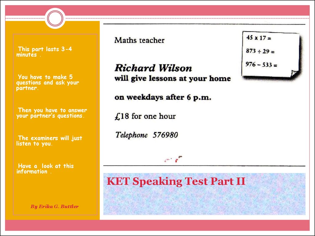 Ket speaking test. Part 2 - презентация онлайн