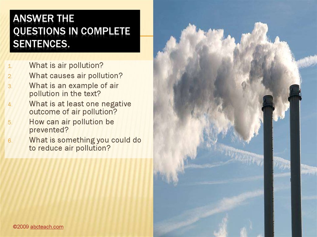 air pollution topic sentence thesis
