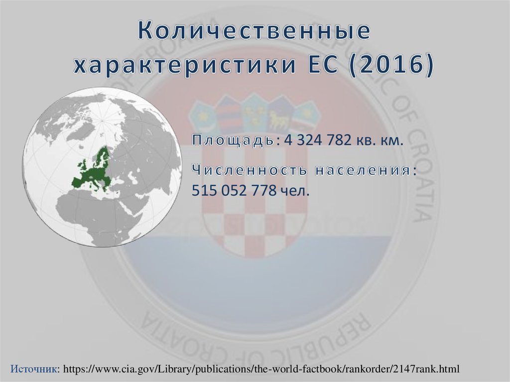 Количественные характеристики ЕС (2016)