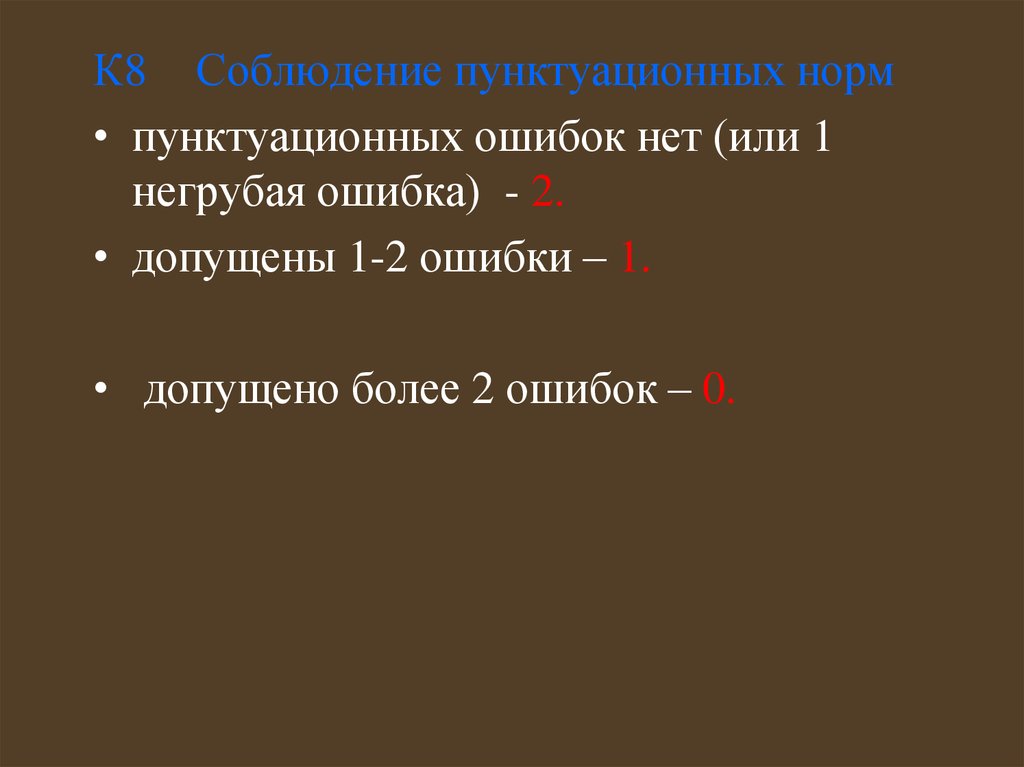 Допущена одна и более ошибка. Соблюдение пунктуационных норм.