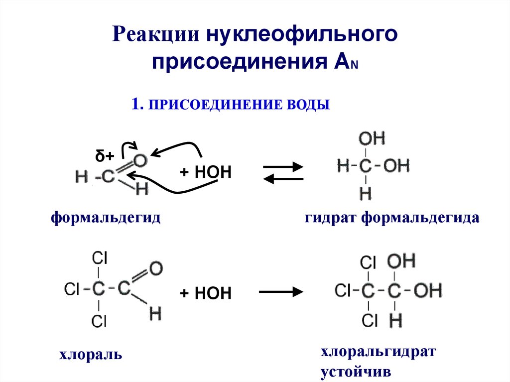 Альдегид с водой реакция. Реакции нуклеофильного присоединения (аn). Реакция нуклеофильного присоединения альдегидов. Механизм реакции нуклеофильного соединения. Реакции нуклеофильного присоединения кетонов.