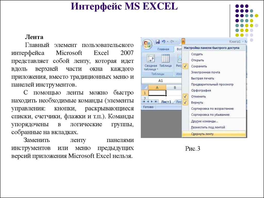 Фрагмент какого элемента пользовательского интерфейса ms excel изображен на рисунке