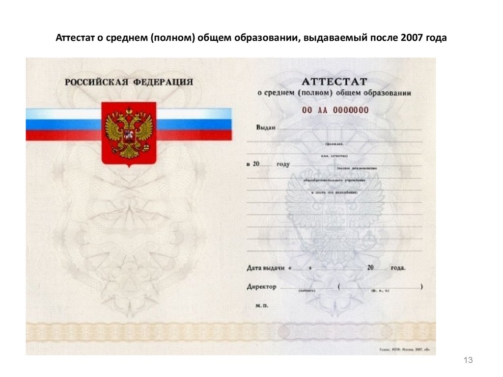 Аттестат 2005 года образец