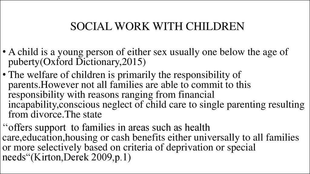 SOCIAL WORK WITH CHILDREN