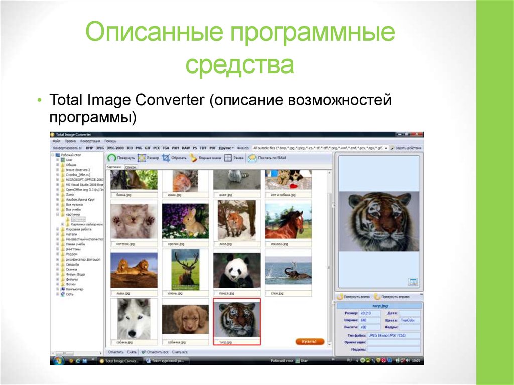 Описанные программные средства