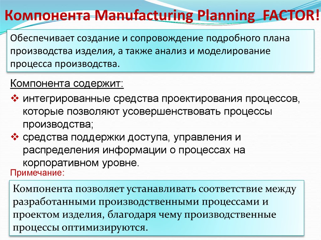 Компоненты производства. Производство компонентов.