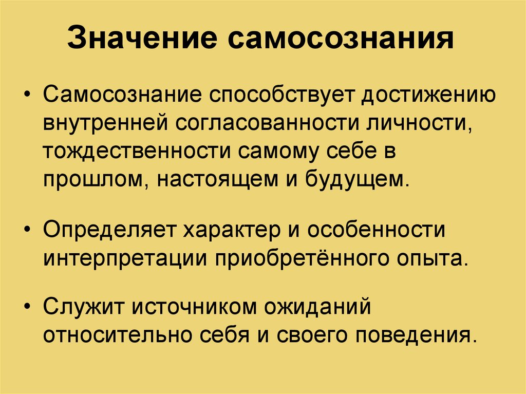 Самосознание развернутый план