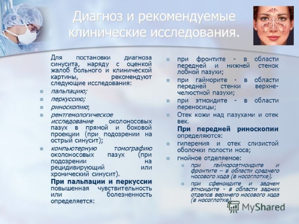 Клиническая картина синусита