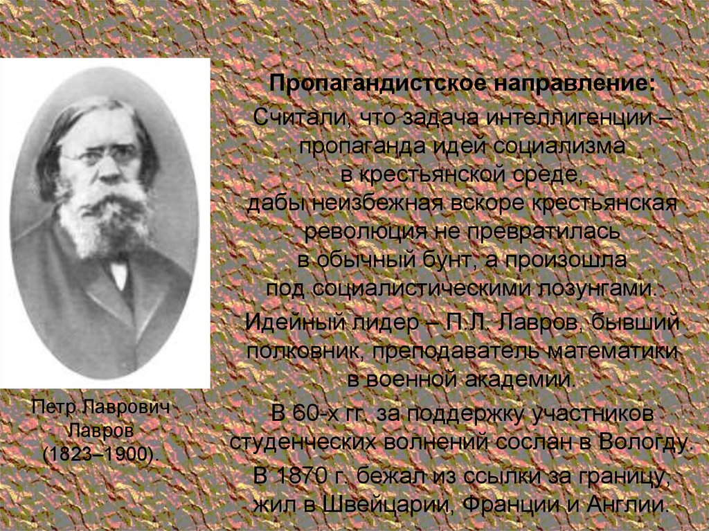 Михайловский народничество. Пропагандистское направление. Кропоткин и народничество. Пропагандирующие идеи народников.. Пропагандируемые идеи Нечаева.