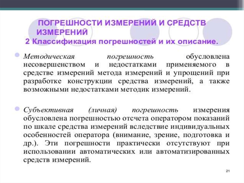 Погрешность измерений 5. Классификация погрешностей измерений. Классификация погрешностей средств измерений. Методическая погрешность измерения. Субъективная погрешность.