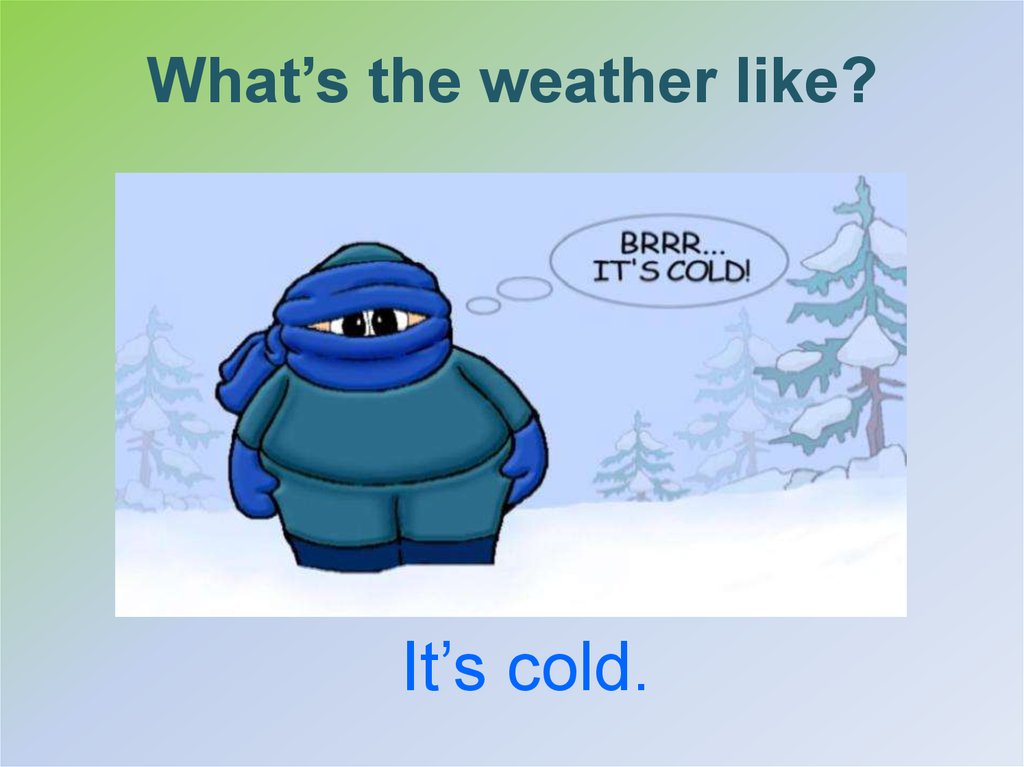 Life is cold. Weather the weather is Cold. What's the weather like. What's Cold. Brrr Cold.