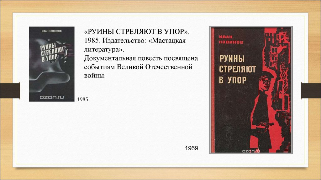 Не прочитанная повесть. Документальная литература. Иван Новиков руины стреляют в упор. Документальная повесть. Издательство Мастацкая литература.