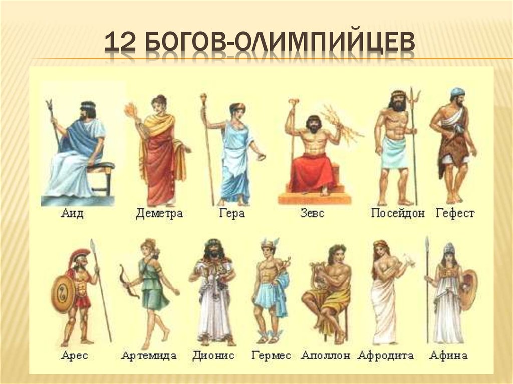 12 богов-олимпийцев