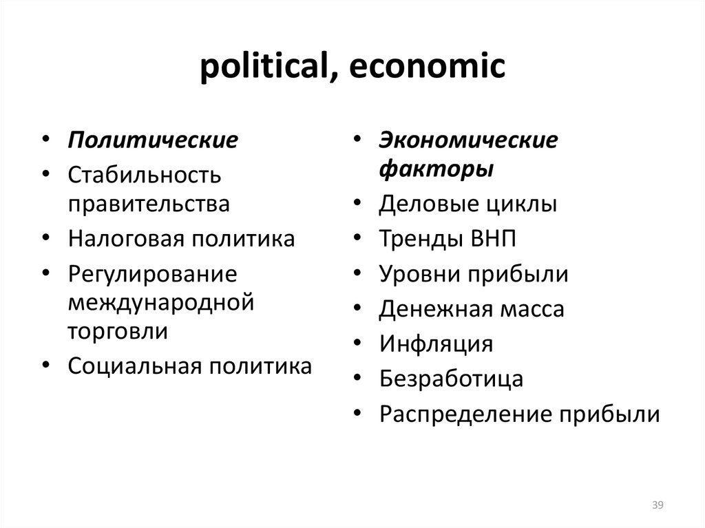 political, economic