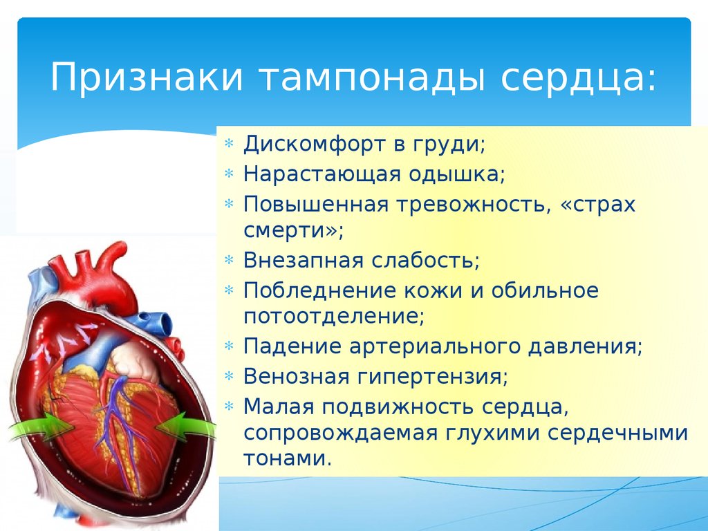 Сердце приведет часть 1. Признаки тампонады сердца. Тампонада сердца симптомы.