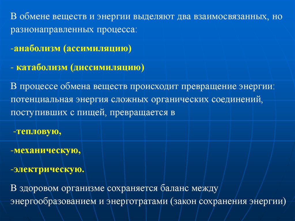 Основной обмен презентация