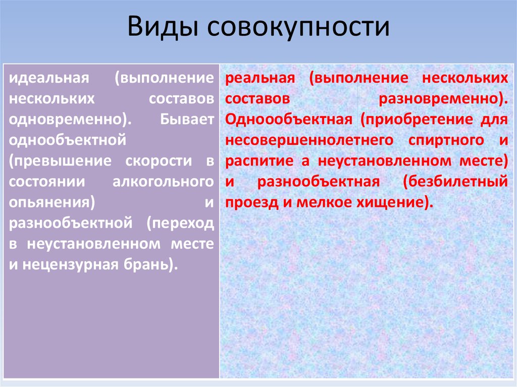 Идеальная и реальная совокупность преступлений примеры. Виды совокупности. Виды совокупности преступлений. Реальная совокупность и идеальная совокупность. Реальная и идеальная совокупность преступлений.