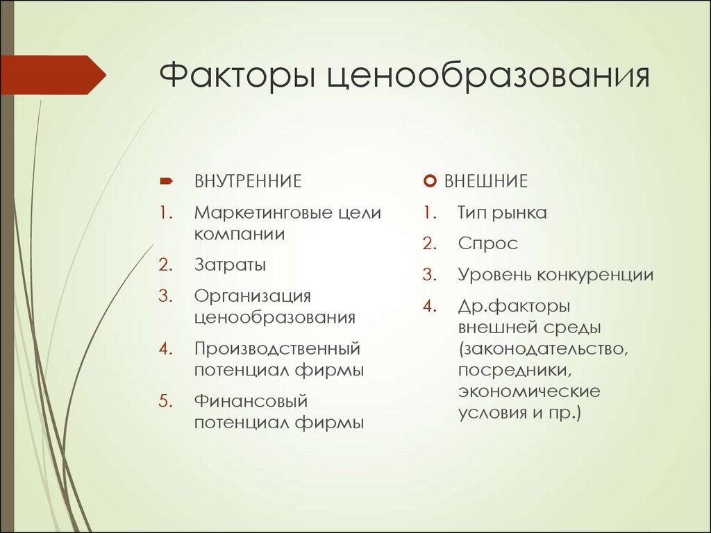 Перечислите внешние. Факторы ценообразования. Факторы и методы ценообразования. Факторы процесса ценообразования. Ценообразующие факторы внешние и внутренние.