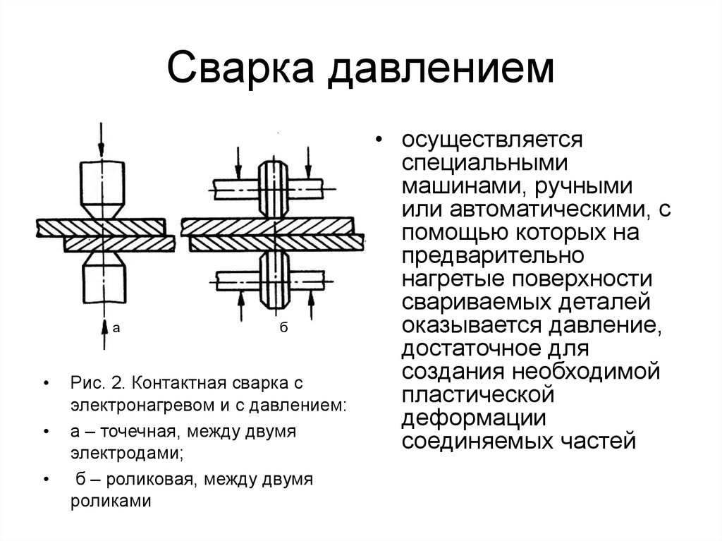 Нагрев давлением. Схема контактной сварки трением. Сварка давлением схема. Сварка давлением 2 стадии процесса. Указать вид сварки давлением.