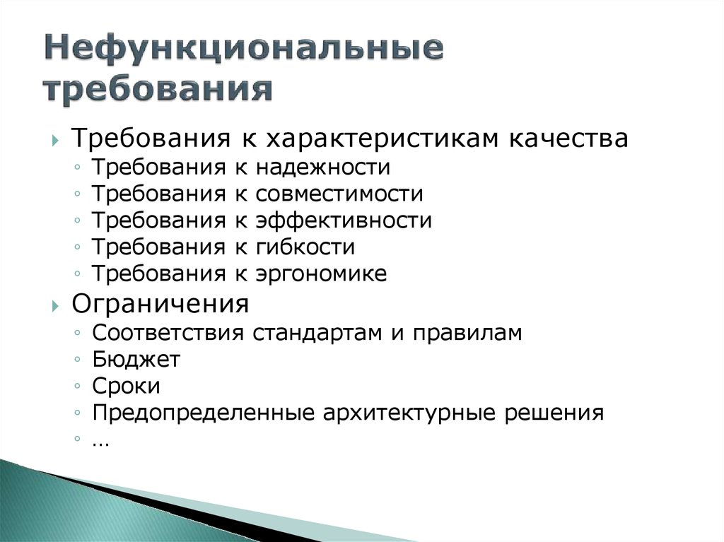 Характеристика качества ответственность. Нефункциональные требования качества. Характеристики требований. Характеристика требований к качеству. Требования к эффективности и надежности проектных решений..