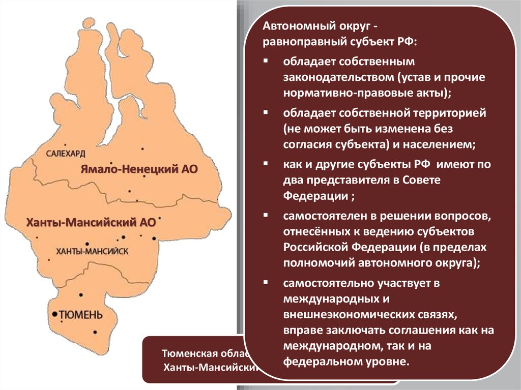 Автономные округа входят в состав областей