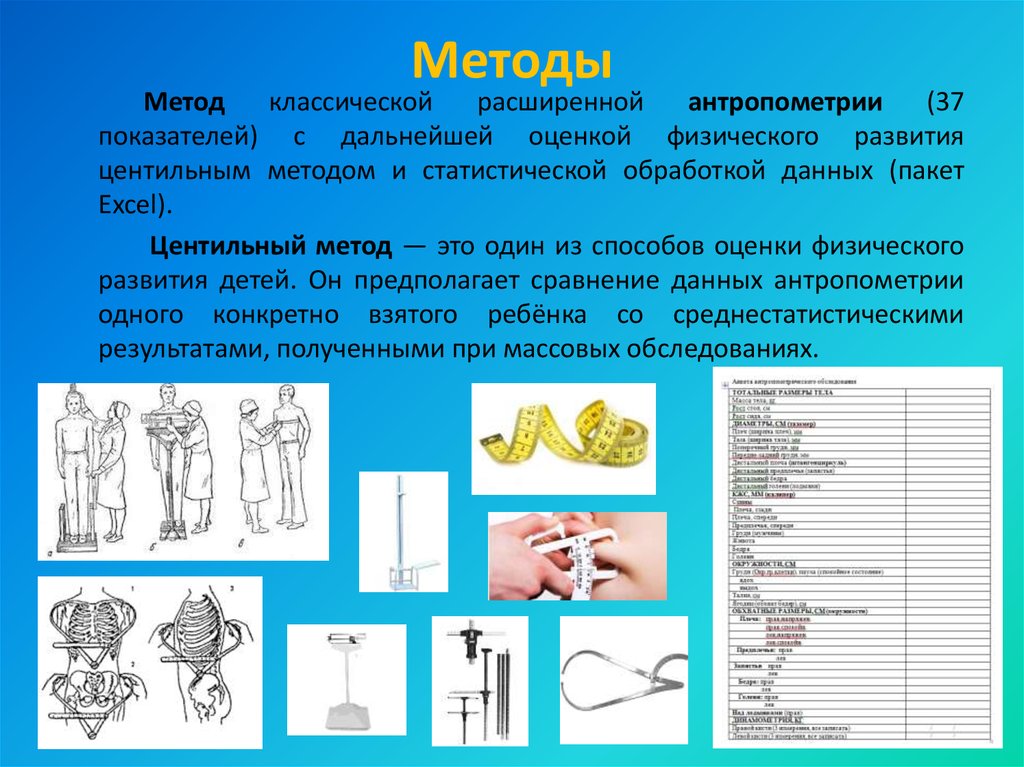 Антропометрические детские данные