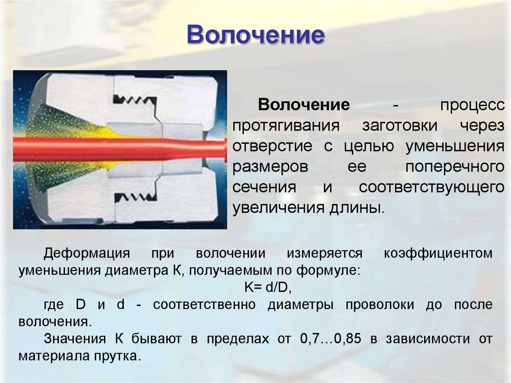 Уменьшение диаметра. Волочение. Схема волочения. Волочение металла. Процесс волочения металла.