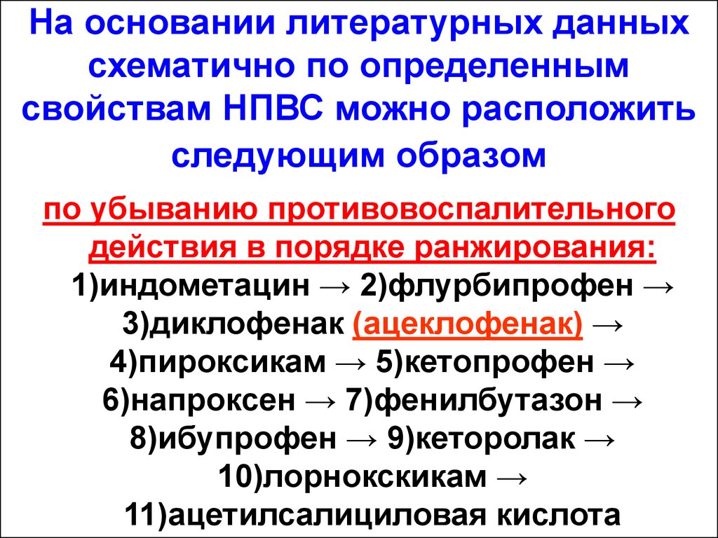 Основными фармакологическими эффектами нестероидных противовоспалительных препаратов являются. Расположите НПВС по убыванию противовоспалительного эффекта. Таблица НПВС по силе действия и противовоспалительного действия. Противовоспалительный эффект НПВС по убыванию. Клинико-фармакологическая характеристика НПВС.