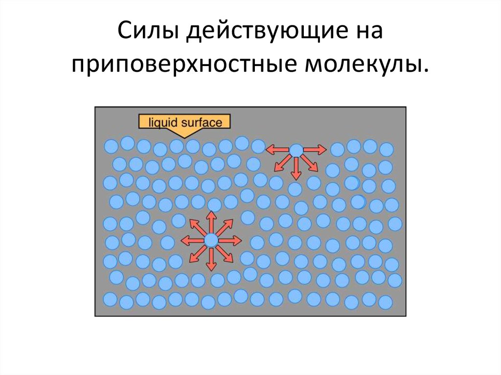 Поверхностное натяжение рисунок. Поверхностное натяжение молекулы. Силы действующие на молекулы. Поверхностное натяжение жидкостей молекулы.