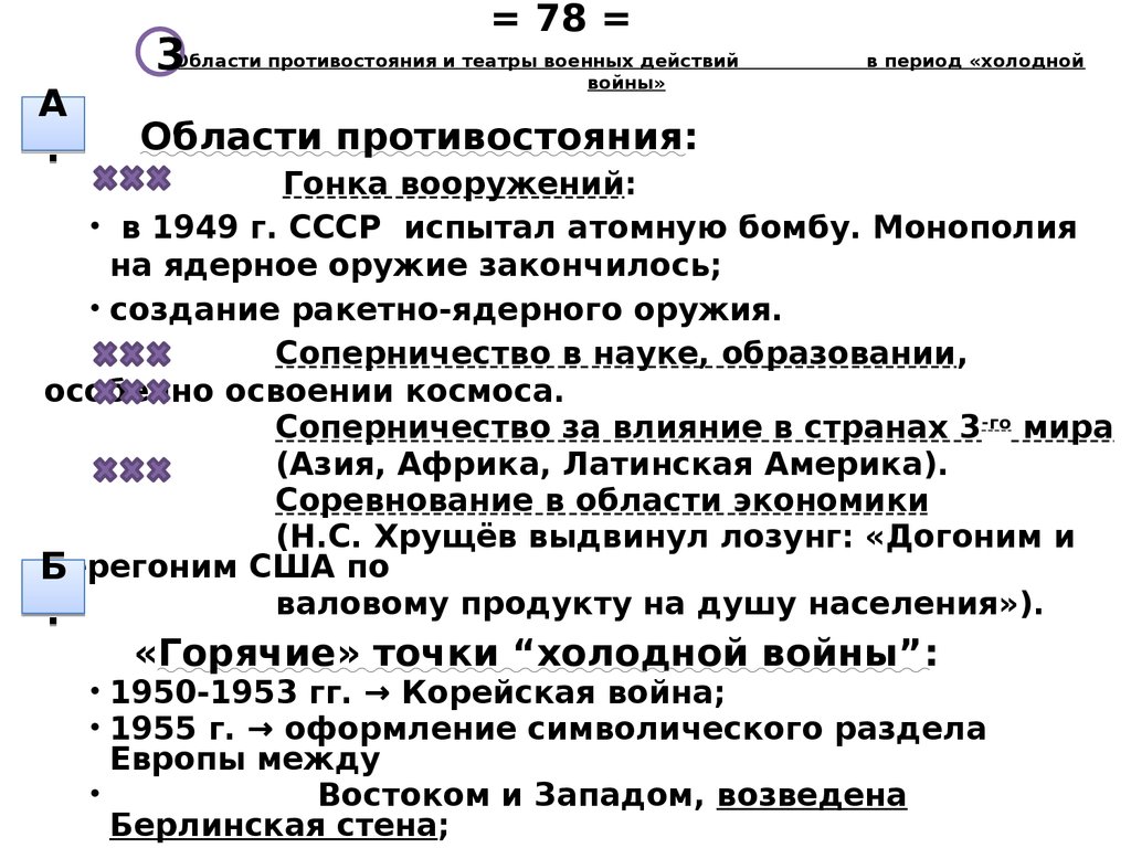 Области противостояния и театры военных действий в период «холодной войны»