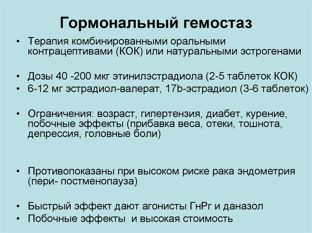 Гормональный гемостаз регулоном схема после 40 лет