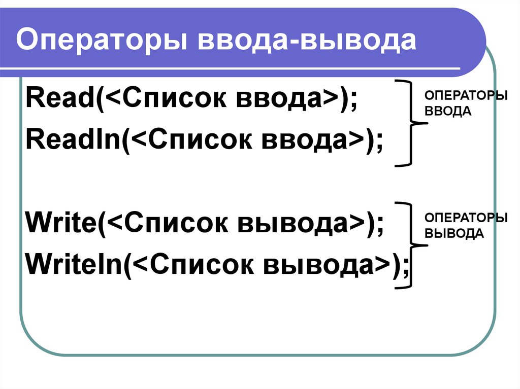 Операторы ввода вывода информации. Операторы языка Паскаль. Операторы ввода и вывода Паскаля презентация. Оператор вывода read. Ввод списка.