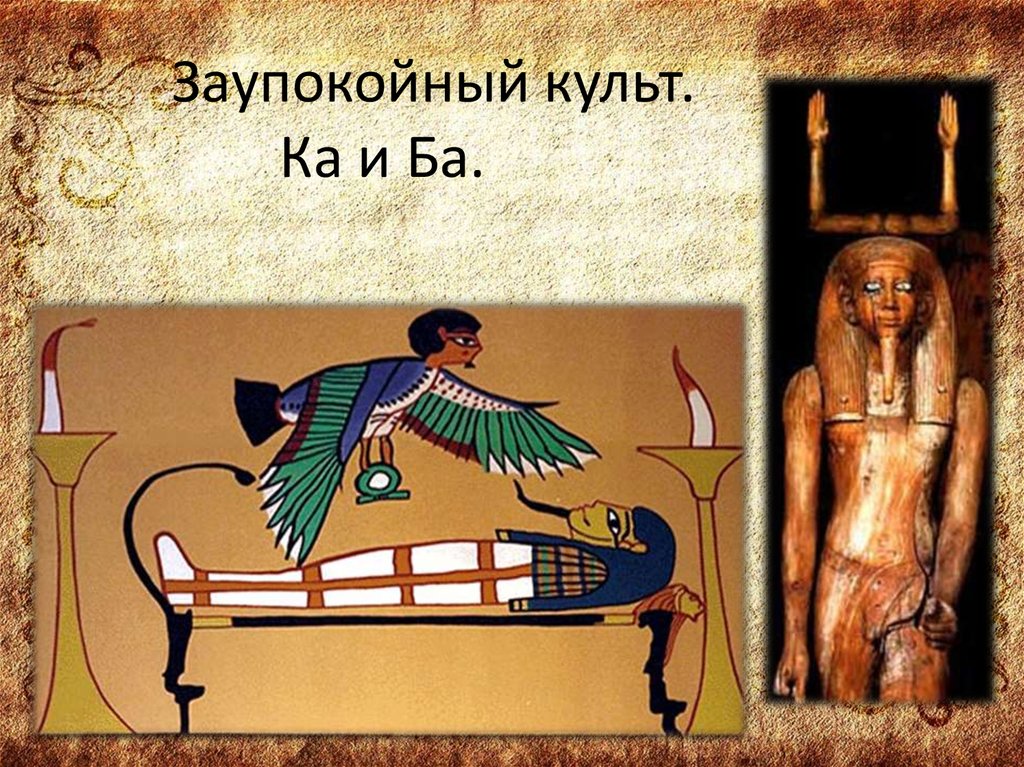 Культ Осириса и представления древних египтян о загробной жизни. Душа в виде сокола с человеческой головой.