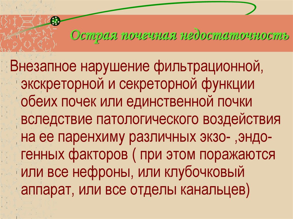 Острая почечная недостаточность презентация терапия