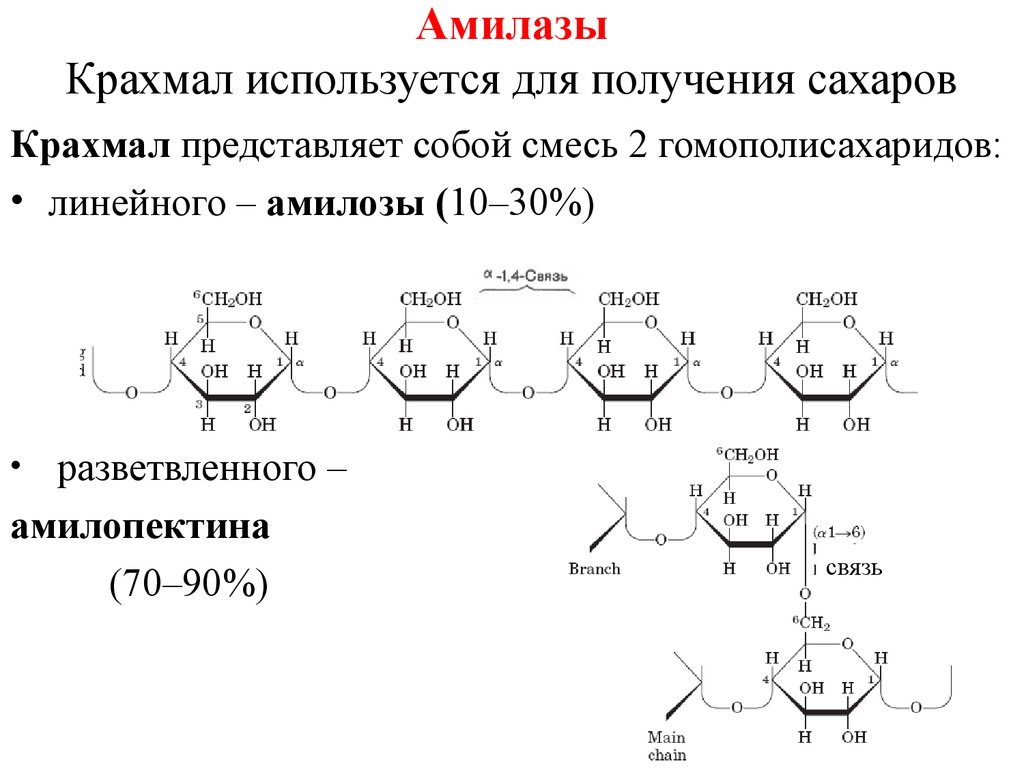 Крахмал расщепляется ферментом