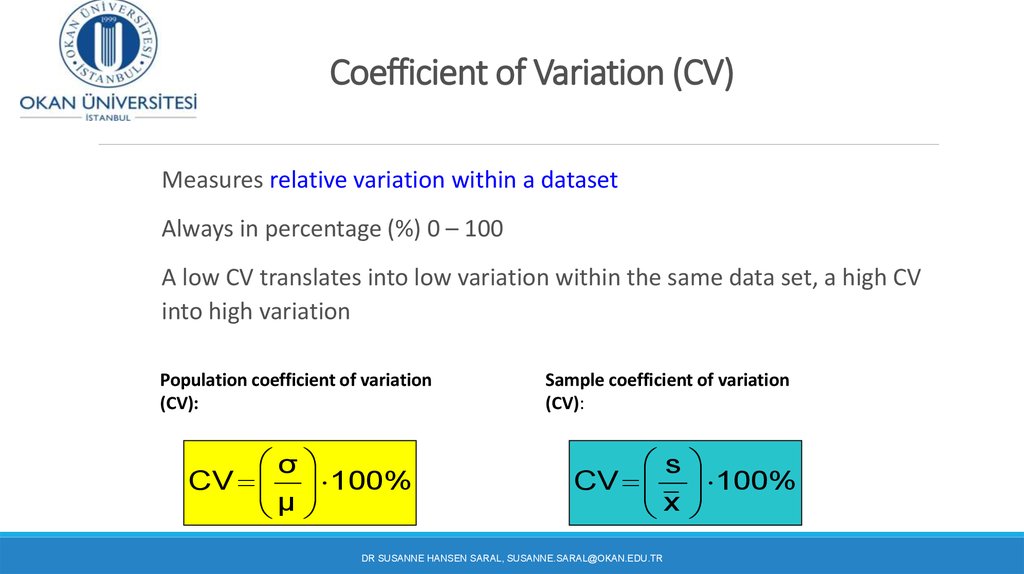 Coefficient of Variation (CV)