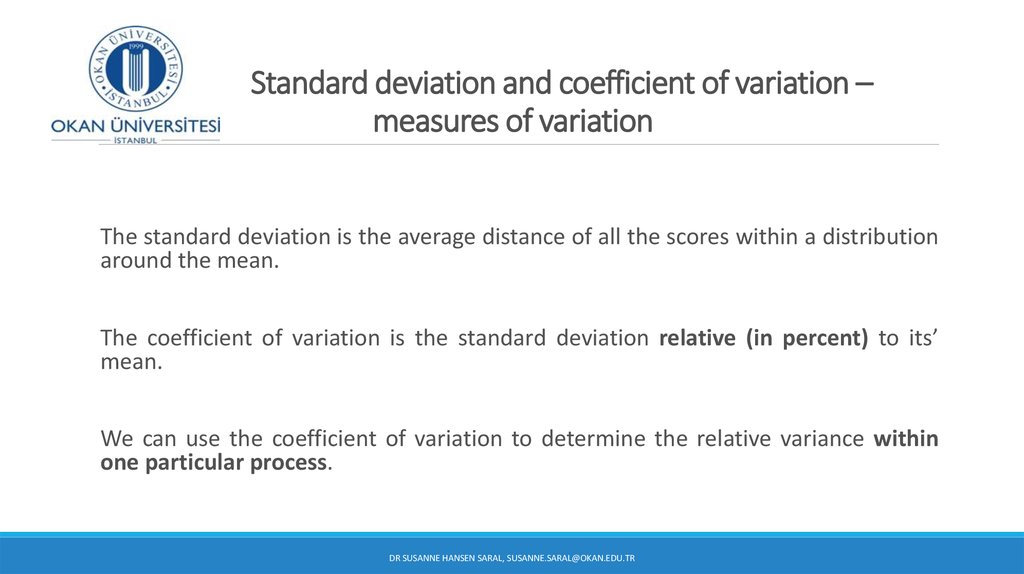 Standard deviation and coefficient of variation – measures of variation