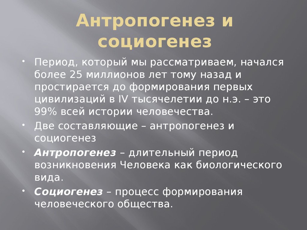 Как протекали процессы антропогенеза и социогенеза