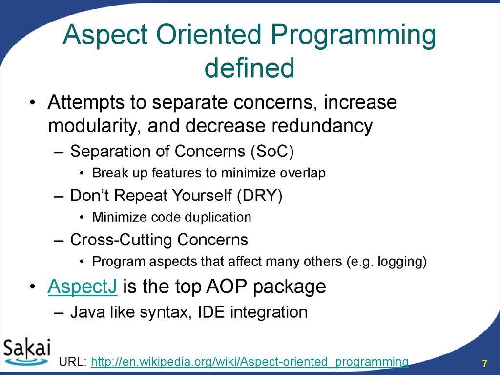 Aspect Oriented Programming defined