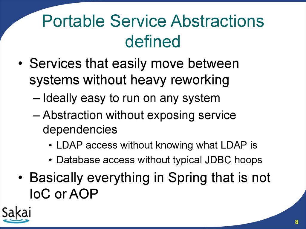 Portable Service Abstractions defined